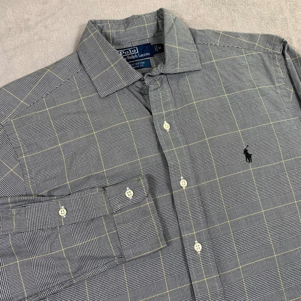 Polo Ralph Lauren Button Down Mens M Grey Glen Plaid Westerton Classic Fit Shirt